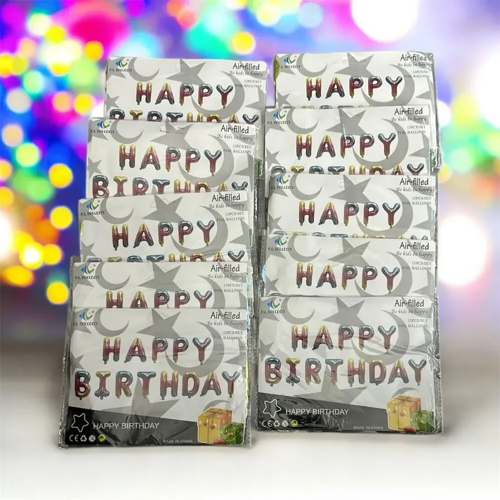 10 pk Happy Birthday 16” Letter Foil Balloon Set For Backdrop Party Supplies NEW